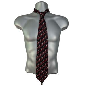 Pierre Cardin Red and Black Abstract Print Silk Tie